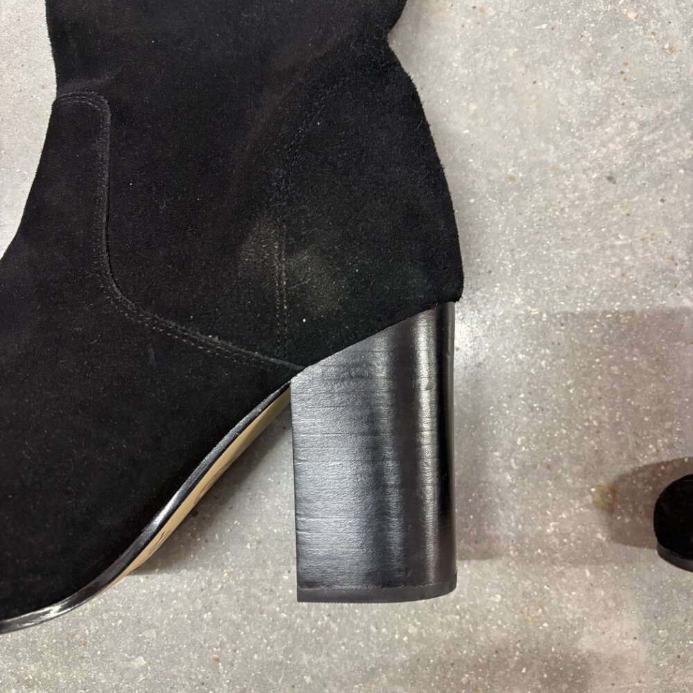 Michael Kors Black Suede Knee-High Boots Size 7M Block Heel Chic - Picture 7 of 12
